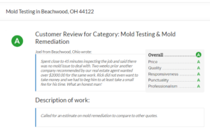 Beachwood Mold Inspection Customer Review