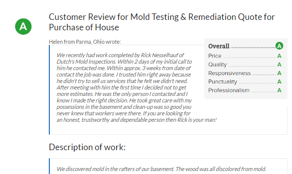 Parma Mold Inspector Customer Review